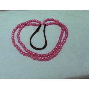 Pink Beaded Stretchy Headband Double Strand